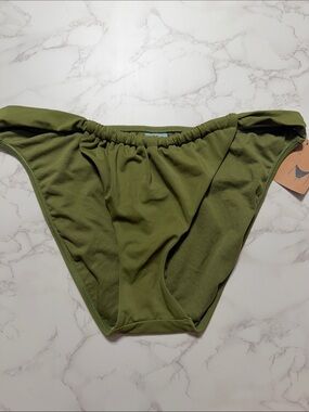 Shade & Shore Olive Green Ruched Bikini Bottoms